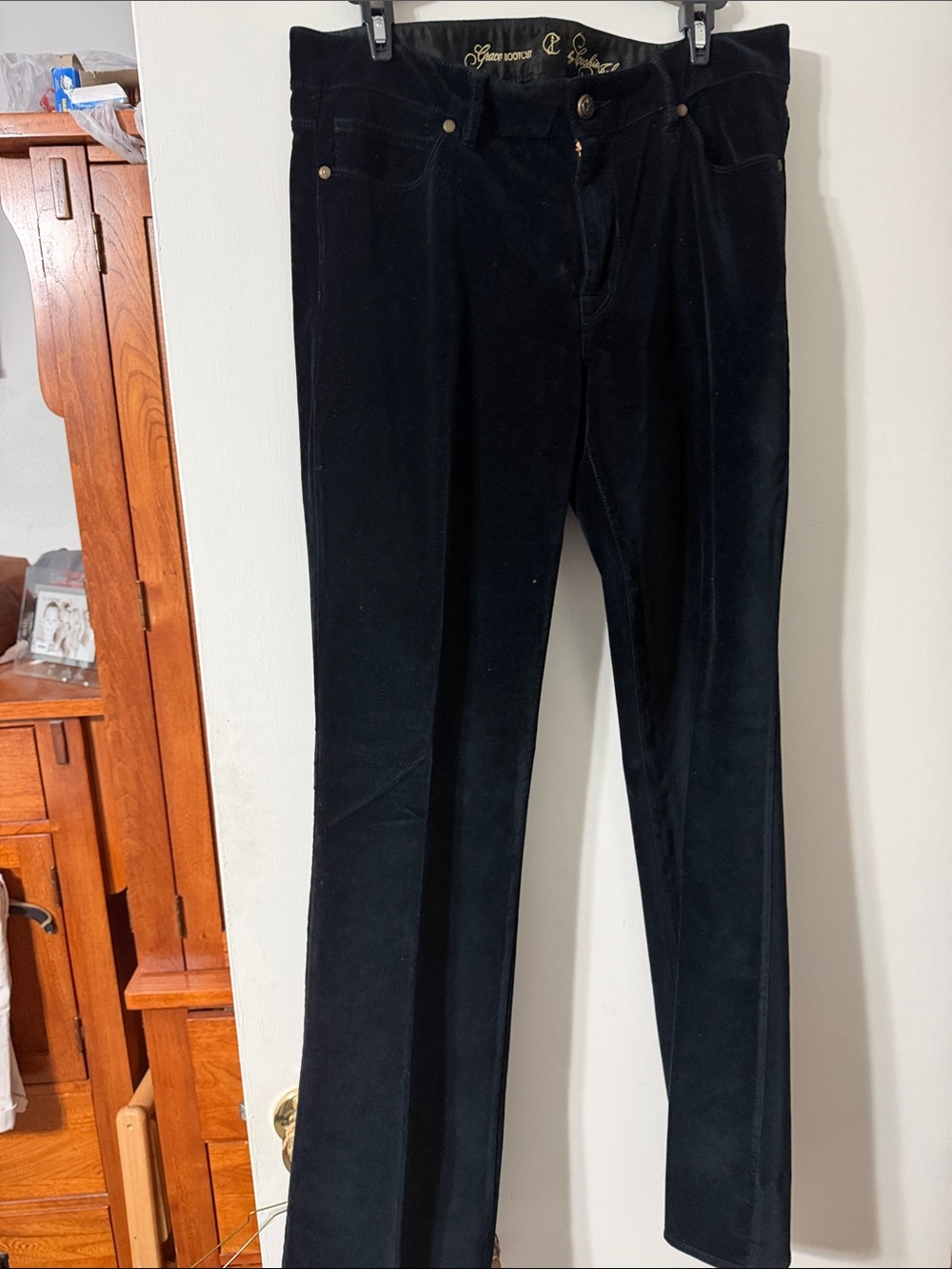 Cookie Johnson Black Wide-Leg Velvet Jeans